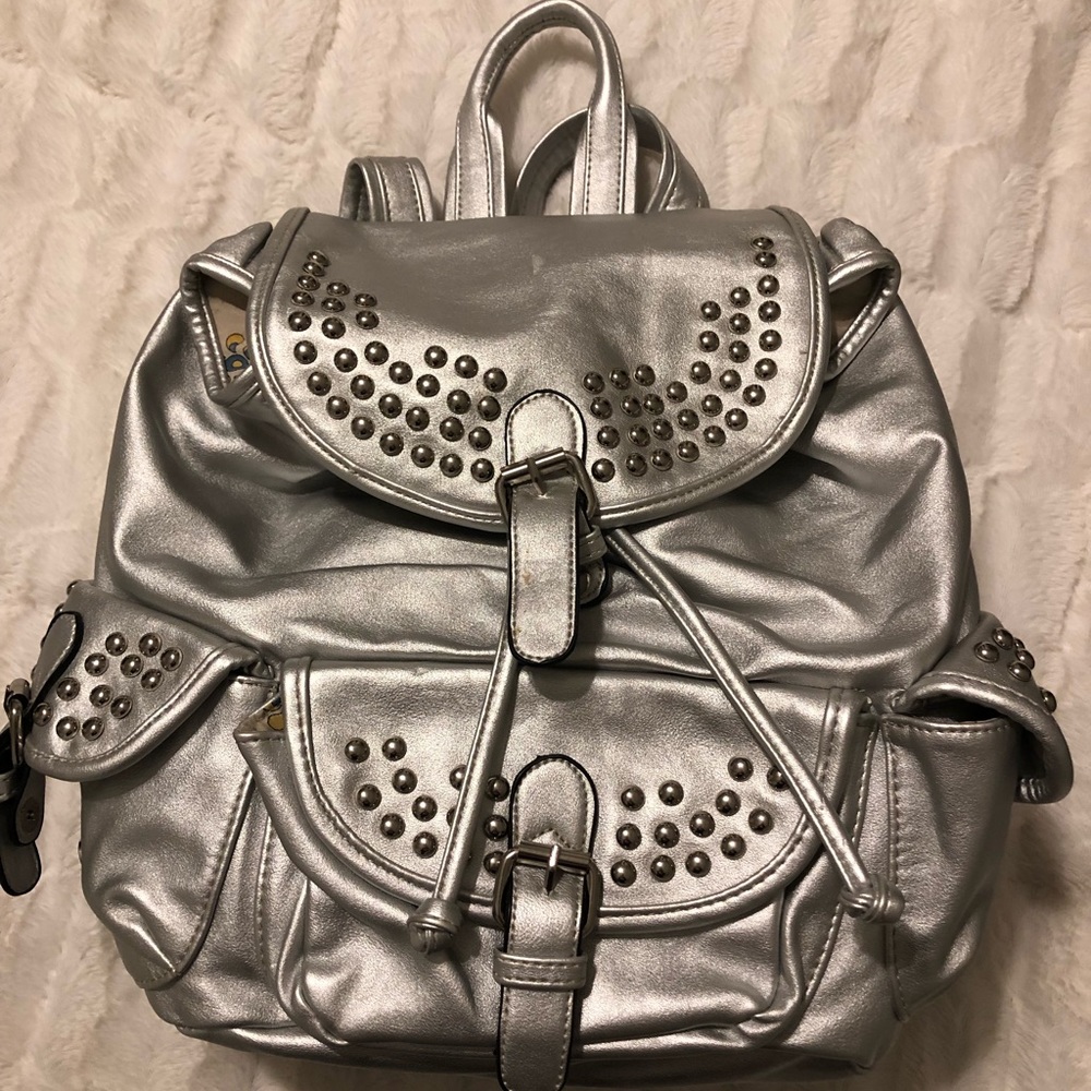 Metallic Silver Backpack